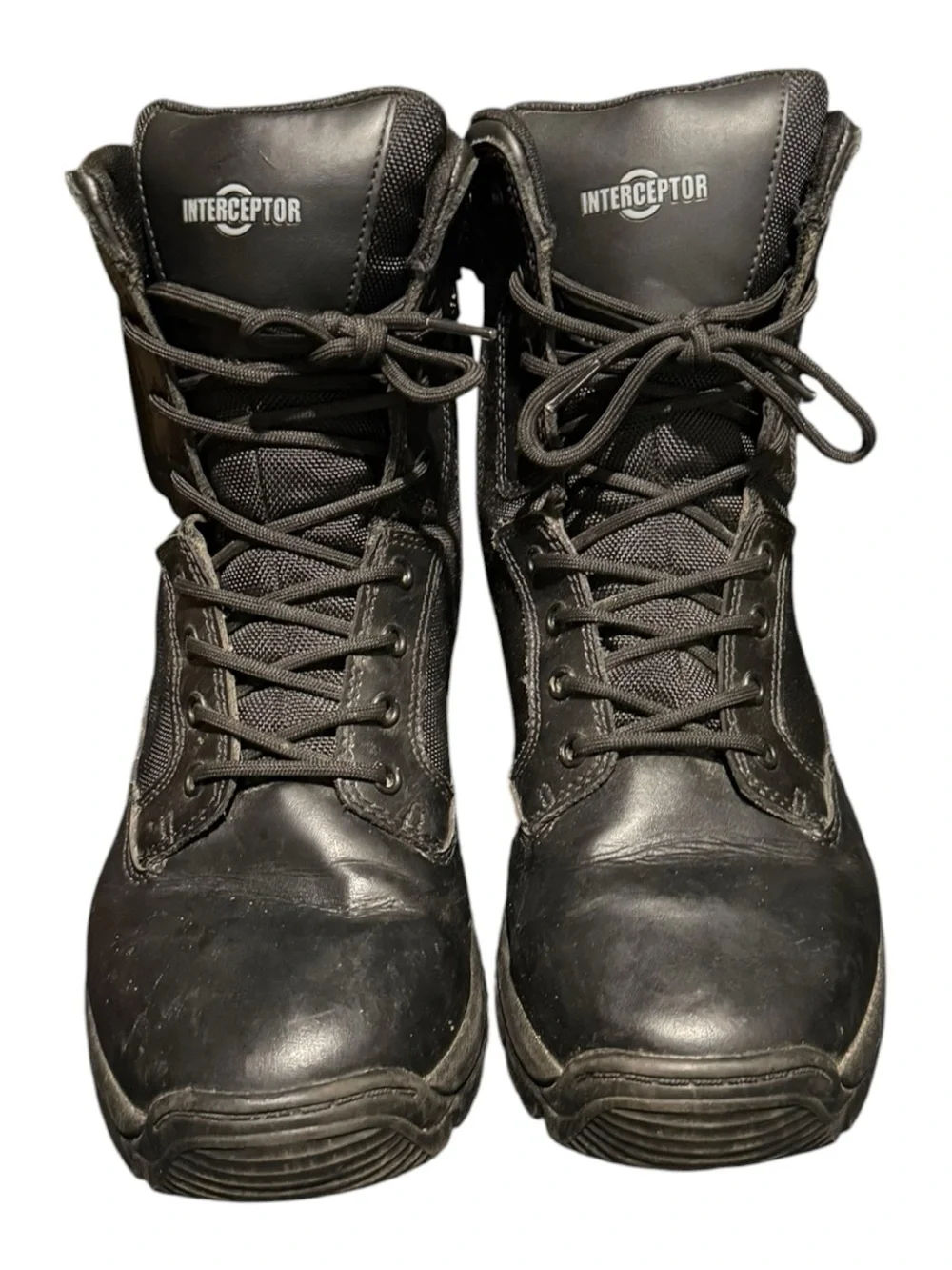 Interceptor Men’s MNIN48DP001 Black Leather Mid Lace Up Size 9 Combat Boots